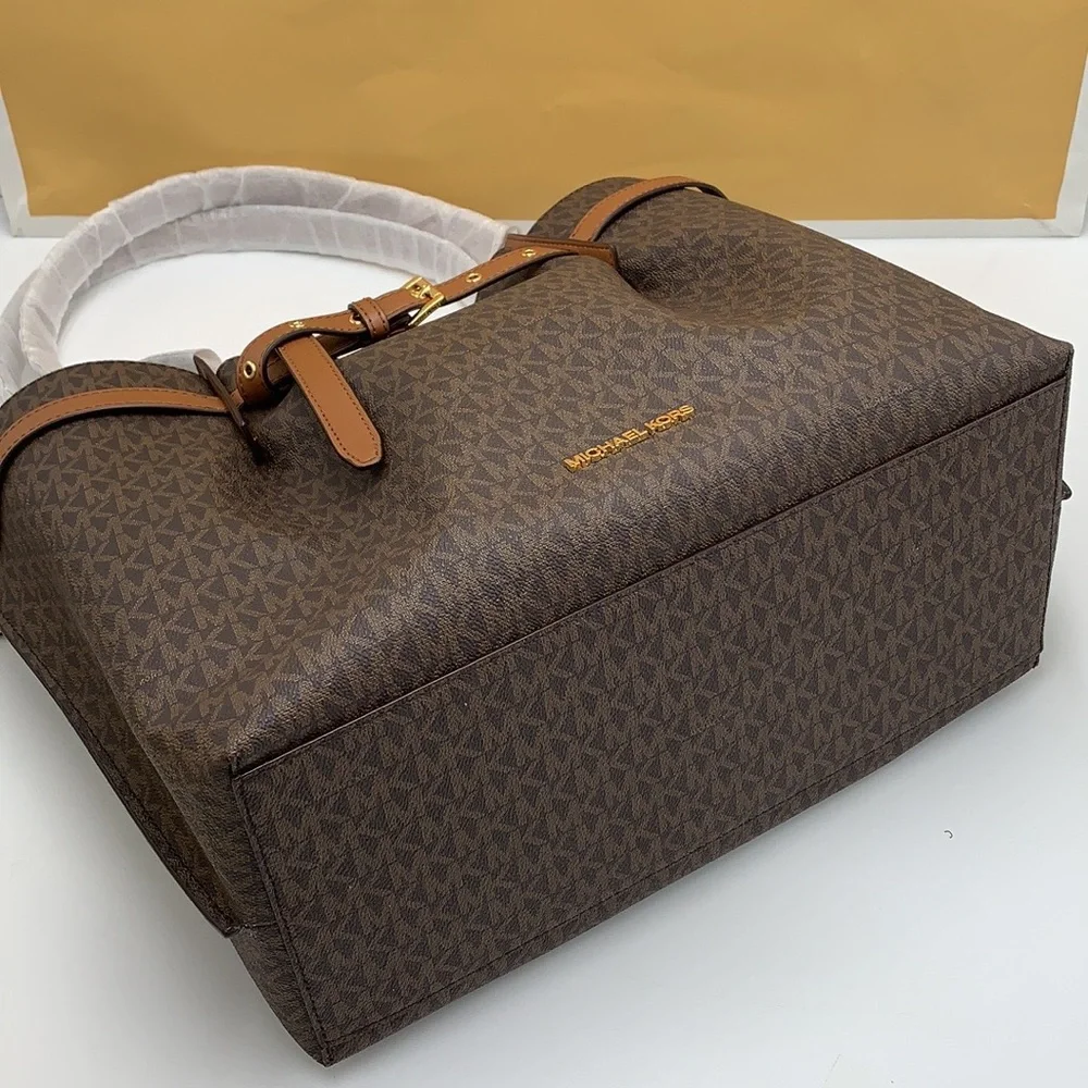 MICHAEL KORS Emilia Large Logo Tote Shoulder Bag COLOR BROWN NWT